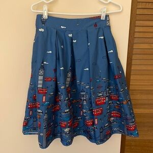 Sucrefas Blue Cityscape Print Skirt EUC.
